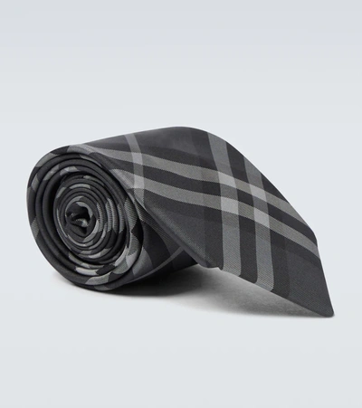 Shop Burberry Manston Silk Tie In Charcoal