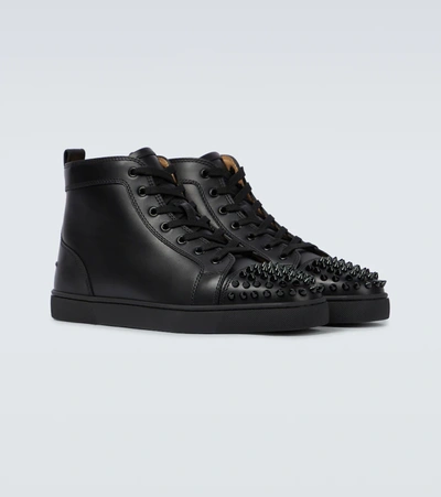 Shop Christian Louboutin Louis Junior Spikes Sneakers In Black/black/bk