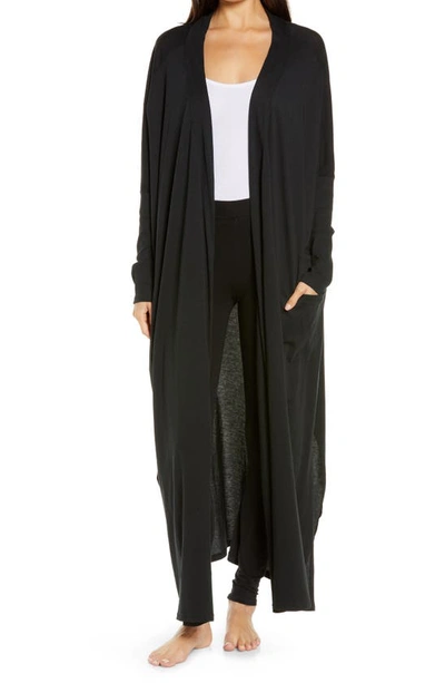 Shop Lunya Organic Pima Cotton Long Cardigan In Immersed Black