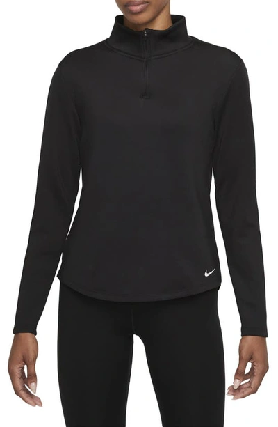 Shop Nike Therma-fit One Long Sleeve Half Zip Pullover In Black/ White