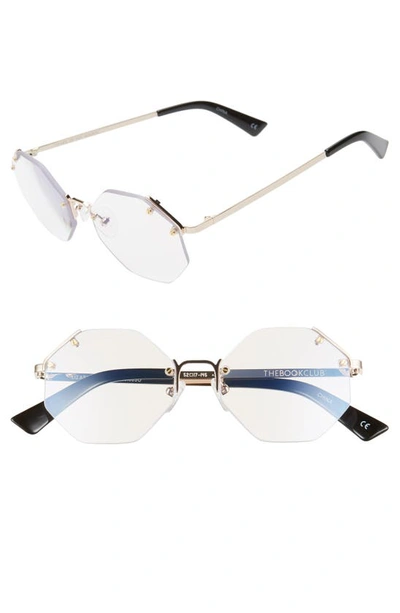 Shop The Book Club Lizard Of Soz 52mm Rimless Octagonal Blue Light Blocking Reading Glasses In Gold