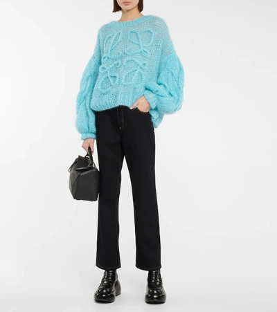 Shop Loewe Mohair-blend Sweater In Turquoise