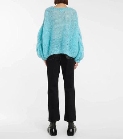 Shop Loewe Mohair-blend Sweater In Turquoise