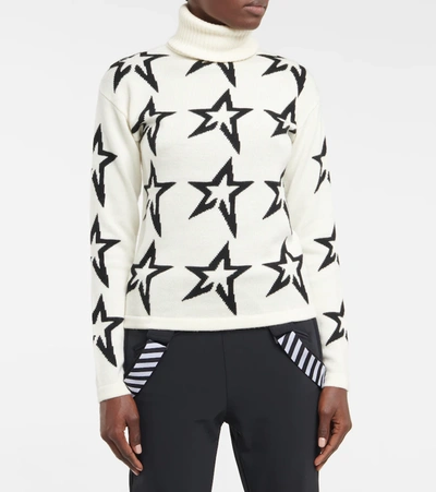 Shop Perfect Moment Star Dust Wool Turtleneck Sweater In Snow White/black Star
