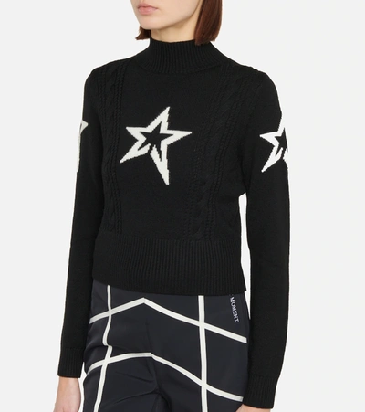 Shop Perfect Moment Cable Underwear Wool Sweater In Black