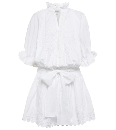 Shop Juliet Dunn Embroidered Cotton Minidress In White