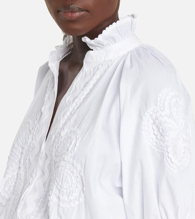 Shop Juliet Dunn Embroidered Cotton Minidress In White