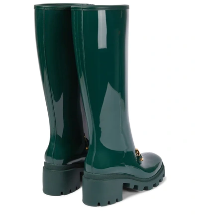 Shop Gucci Horsebit Rubber Knee-high Boots In Green
