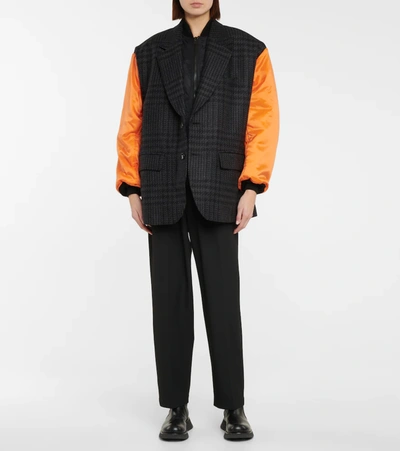 Shop Junya Watanabe Reversible Wool And Cashmere Blazer In Blk/gry X Blk