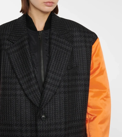 Shop Junya Watanabe Reversible Wool And Cashmere Blazer In Blk/gry X Blk