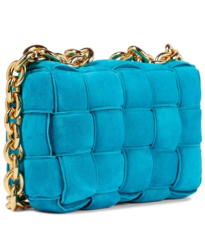 Bottega Veneta Chain Cassette Padded Intreccio Shoulder Bag Teal