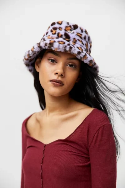 Shop Kangol Faux Fur Bucket Hat In Lavender