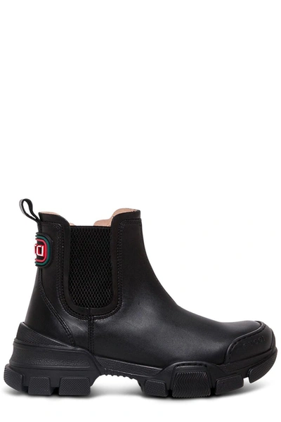 Shop Gucci Kids Logo Detailed Chelsea Boots In Black
