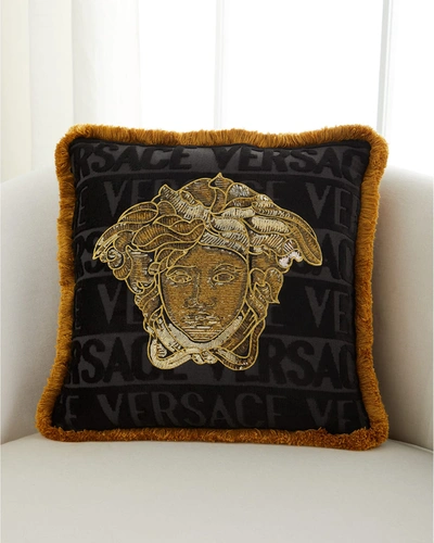 Shop Versace Sequined Medusa Logo Pillow, 18"sq.