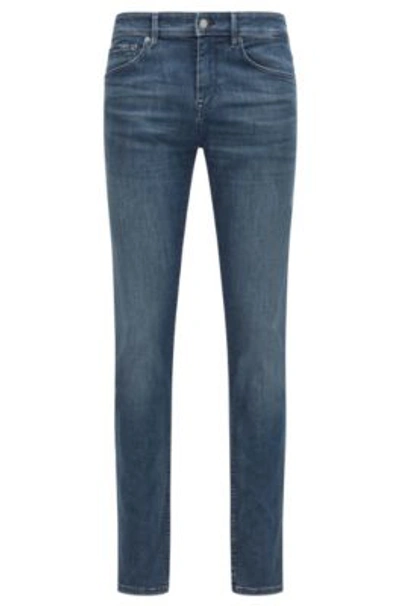 Shop Hugo Boss Extra-slim-fit Jeans In Grey-cast Stretch Denim In Blue