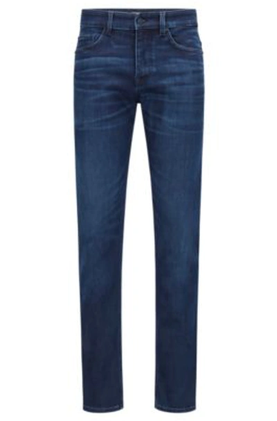 fossiel Alvast Verward Hugo Boss Slim-fit Jeans In Dark-blue Brushed Denim In Dark Blue | ModeSens