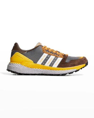 Shop Adidas X Human Made Men's Questar Mix-media Low-top Sneakers In Brown