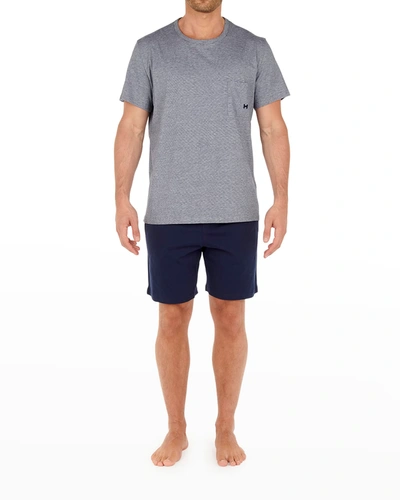 Shop Hom Men's Short-sleeve Pajama Set In Ra Navy