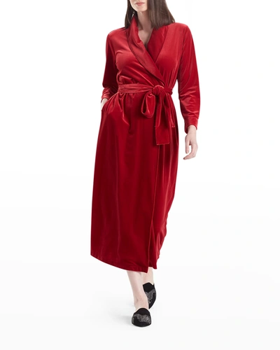 Shop Natori Natalie Long Velvet Robe In Bcr