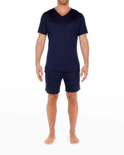 Shop Hom Men's Cocooning V-neck T-shirt In Ra Navy