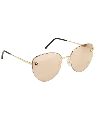 Shop Cartier Panthere Semi-rimless Metal Cat-eye Sunglasses In Golden/rose Gold