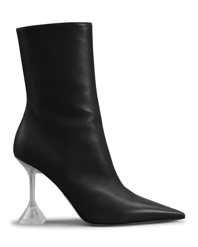 Shop Amina Muaddi Giorgia Napa Clear-heel Ankle Booties In Black
