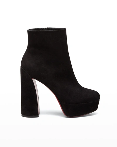 Shop Christian Louboutin Movida Suede 130mm Red Sole Booties In Bk01 Black