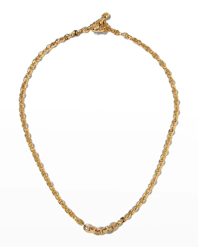 Shop Hoorsenbuhs 3mm Open-link Necklace With 5-link Micro Pave In 18k Yellow Gold