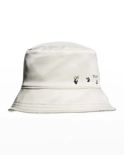 Shop Off-white Delave Logo Canvas Bucket Hat In 6110 Beige/black