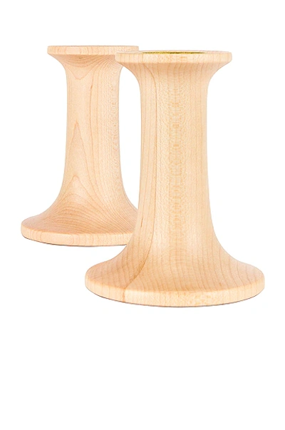 Shop Hawkins New York Set Of 2 Extra Small Simple Candle Holder In Maple