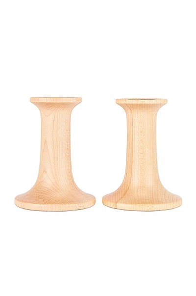 Shop Hawkins New York Set Of 2 Extra Small Simple Candle Holder In Maple