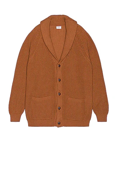 Ghiaia Cashmere Marinaio Shall Collar Cardigan In Tobacco