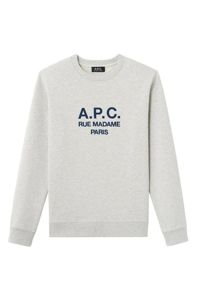 Shop Apc Rufus Crewneck Sweatshirt In Paa Heathered Ecru