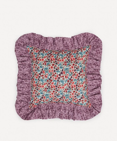 Coco & Wolf Poppy And Daisy Teal Frill Edge Square Cushion In Assorted