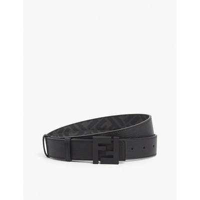 Shop Fendi Mens Nero Reversible Logo-print Leather Belt 32