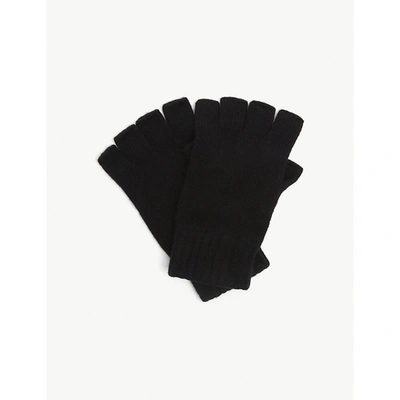 Shop Johnstons Women's Black Ribbed Fingerless Cashmere Gloves