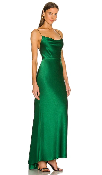 Alice And Olivia Montana Cowl Neck Slip Gown In Deep Emerald