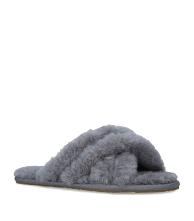 Shop Ugg Suede-trim Scuffita Slippers In Grey