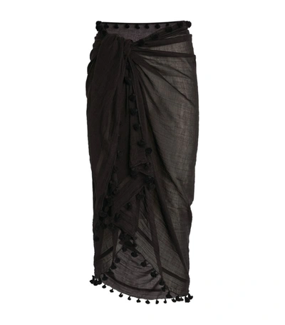 Shop Melissa Odabash Cotton-silk Pareo In Black