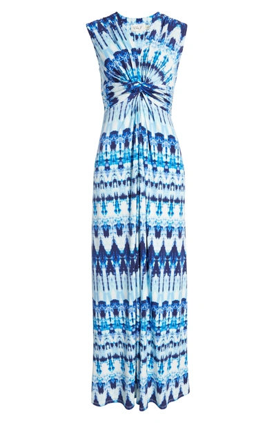 Shop Eliza J Twist Front Knit Maxi Dress In Blue
