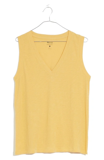 Shop Madewell Whisper Shout Cotton V-neck Tank In Autumn Gold