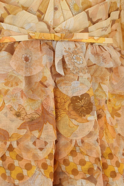 Shop Zimmermann Printed Linen Blend Tempo Mini Dress Floral  Donna 1