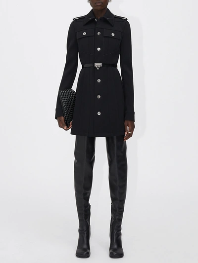 Shop Bottega Veneta Stretch Wool Minidress In Black