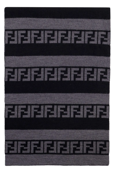 Shop Fendi Virgin Wool Scarf In Grey