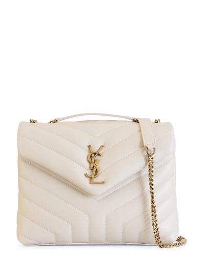 Shop Saint Laurent Loulou Small Bag In Y-quilted Leather In Beige