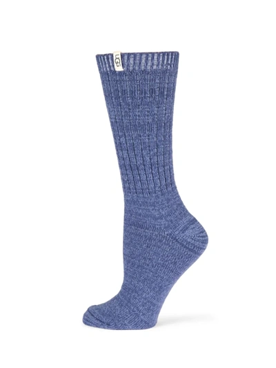 Shop Ugg Rib-knit Slouchy Crew Socks In Dark Ice Marlin Blue
