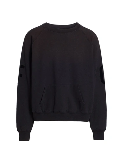 Shop Fear Of God Cotton Crewneck Sweater In Vintage Black