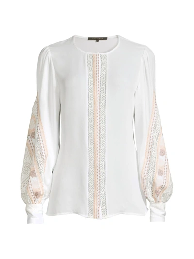 Shop Kobi Halperin Vivianne Silk Embroidered Blouse In White