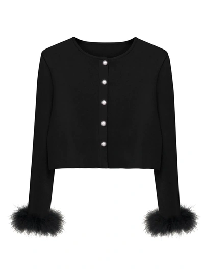 Shop Sleeper Women's Knit Cropped Jacket In Black