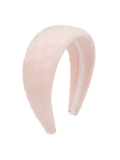 Shop Fendi Girl's Karligraphy Puff Headband In Pink